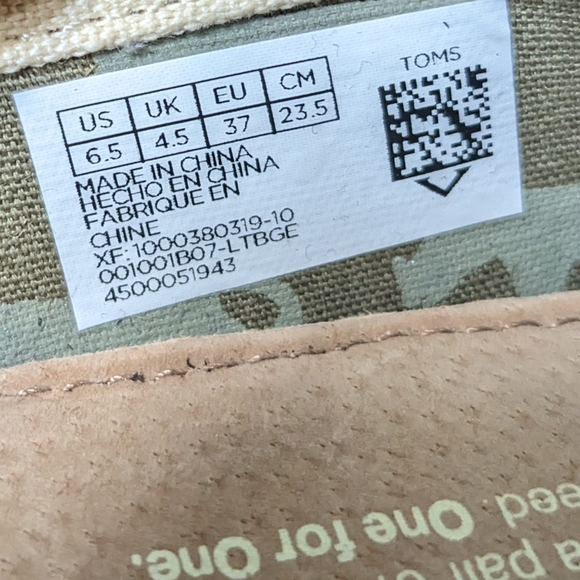TOMS shoes 6.5 women's Canvas slip on 🎁 original Box & sticker 👍 authentic - Picture 10 of 10